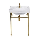 Bathroom backsplash 24-inch freestanding console sink rectangle vitreous china ceramic washbasin stainless steel stand