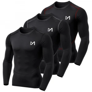 MEETYOO Men’s Compression Shirt, Cool Dry Long Sleeve Baselayer Top, Sport Fitness Underwear