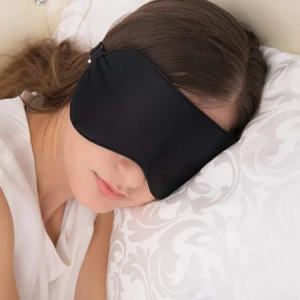 100 organic silk sleep mask, 100% mulberry silk eye mask with adjustable strap & carry pouch
