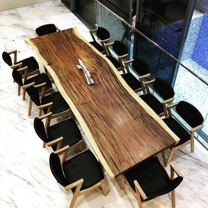 12 seat solid wood dining table 300cm*100cm acacia wood slab table exw price is 985$