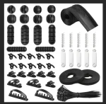 123 PCS Cord Management Organizer Kit Cable Sleeve with Zipper Self Adhesive Cable Clip Holder Roll Plastic Self Adhesive tie