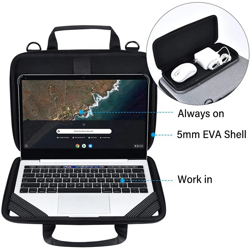 13-14 inch EVA Always On Work-in Laptop Carrying Case Notebook Cover Laptop Sleeve with Pouch