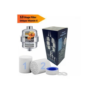 13 Stages Shower Water Filter remove chlorine with 2 Filter Cartridge contain Vitamin C