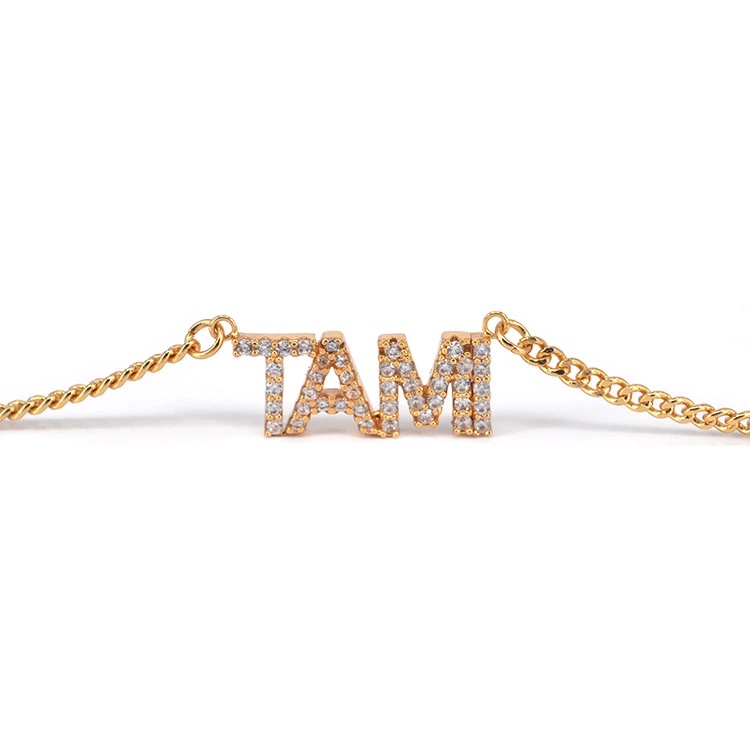 18k Gold plated Custom Personalised Iced out Zircon Name Necklace