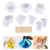 18pcs Diy Resin Silicone Mold Art Molds Set Measuring Cup Stirring Wooden Stick Round Ball Mold