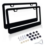 2 PCS Weather-Proof  License Plate Stainless Steel Frame  For Car Black  Universal Custom  License Frame