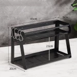 2 Tier Kitchen Shelf Metal Organizer Jar Holder Black Stand Rack Spice Storage