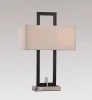 2016 hospitality table lamp with power outlet Brushed Nickel Finish and wood for UL ETL zhongshan city factory