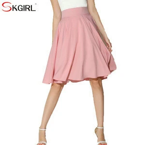 2017 Summer women clothing saia petticoat high waist pleated A line skater vintage casual knee length skirt