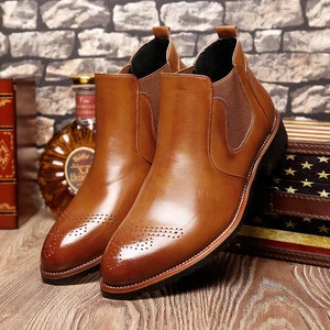 2018 autumn and winter mens shoes Chelsea ankle boots Brock carved mens boots mens Martin boots