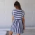 Import 2019 Fashion Womens Summer Stripe  Tunic Top Swing T-Shirt Loose Dress  Apparel from Hong Kong
