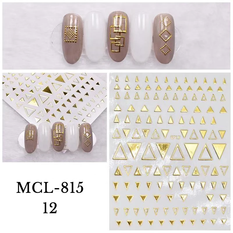 2020 New Arrival Colorful DIY 3D Nail Stickers Gold Nail Art Paper Sticker