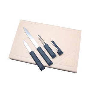 2020 new design multifunction 4pcs kitchen knife chopping board set with drawer storage