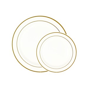 2020 premium gold silver printing disposable plastic charger plates