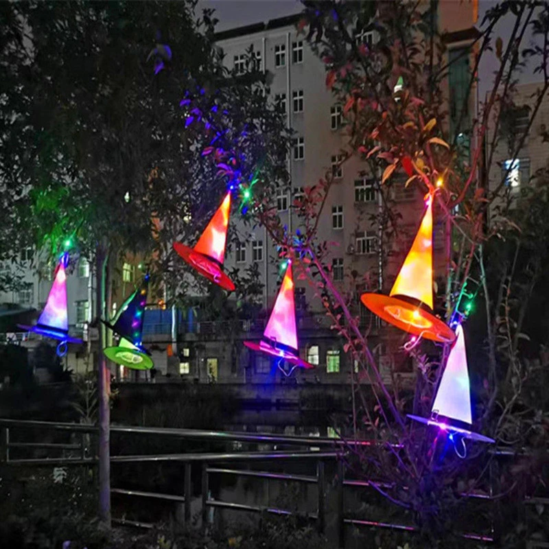 2020 YB Custom Halloween Party Decoration Kids Adult Cosplay Wizard Colorful Witch Led Lights Halloween Hats