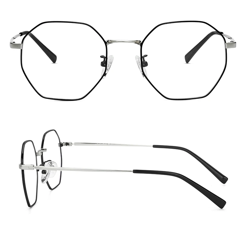 2021 New Polygon Metal Frame Optical Glasses Anti Blue Light Reading Glasses Eyewear Women Men Unisex Big Face