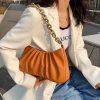 2021 Popular thick chain candy color fold PU leather cloud hand bag women handbag ladies shoulder bags 2021