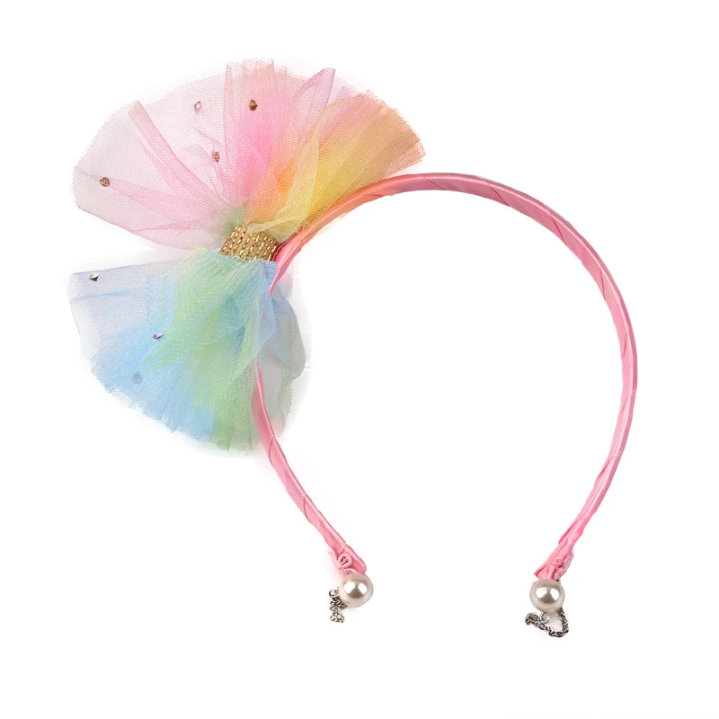 2021 Premium Cheap Custom Headbands Mesh Tulle Party Head Band with Pendant Pearl