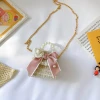 2021 Wholesale fashion mini children girls pearl shoulder bows bag  kids purse handbags