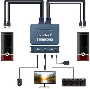2in 1out hdmi usb kvm switch with usb hub with wire remote button switch for school family office