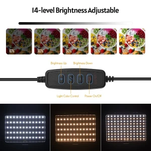 2pcs USB LED Video Light Kit Photography Lighting 3200K-5600K with 148cm Tripod Stand Filters for Video Live Streaming