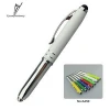 3 in 1 multi function stylus pen with led light metal pen with logo print pen for gift multi colors