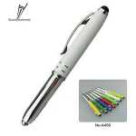 3 in 1 multi function stylus pen with led light metal pen with logo print pen for gift multi colors
