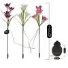 3 Pack Solar Garden Lights LED Lily Flower Decorative Lights for Path, Yard, Lawn, Patio