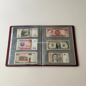 3-Pocket Red Currency Bill Collector Binder Portfolio