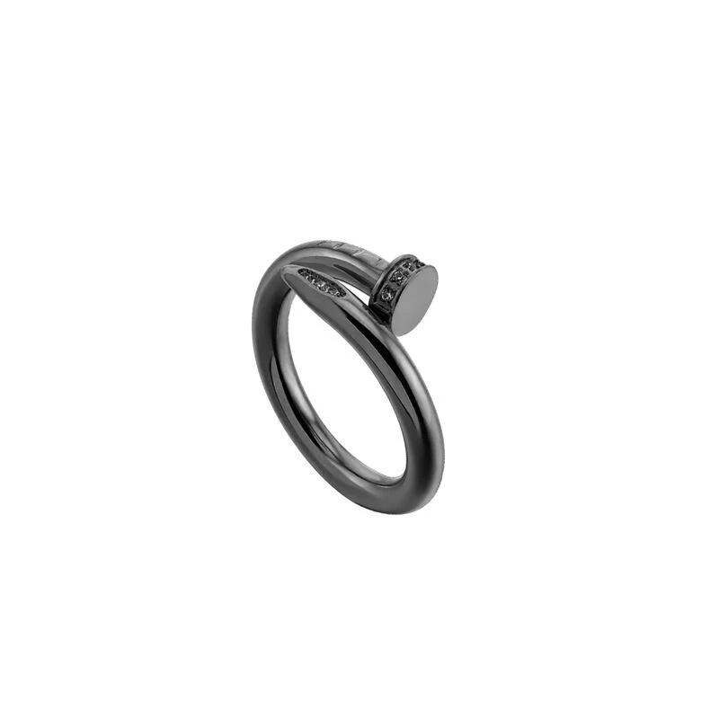 316 L Stainless Steel Silver Gold Black Dainty Trendy Wrap Ring with Zirconia Jewelry Hip Hop Street Nail Ring