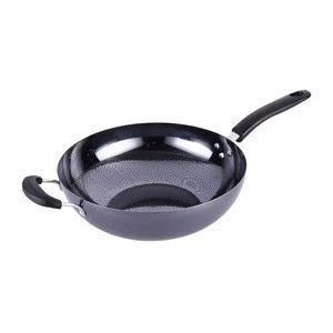 32cm Uncoated Non-stick Stainless iron Wok With Lid