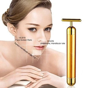 3D Electric Roller Face Massager Anti-Wrinkles 24K Golden  Pulse Facial Massager beauty bar