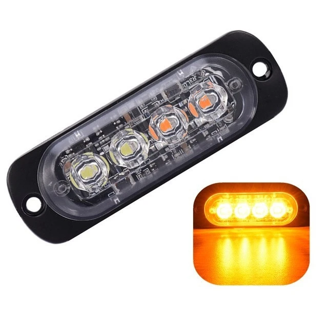 4 LED Strobe Warning Grille Flashing Breakdown Emergency Light Car Truck Beacon Lamp Amber Traffic Light
