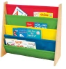 4 tier Kids Book display Rack wooden bookcase with nylon fabric pockets kids bookcase