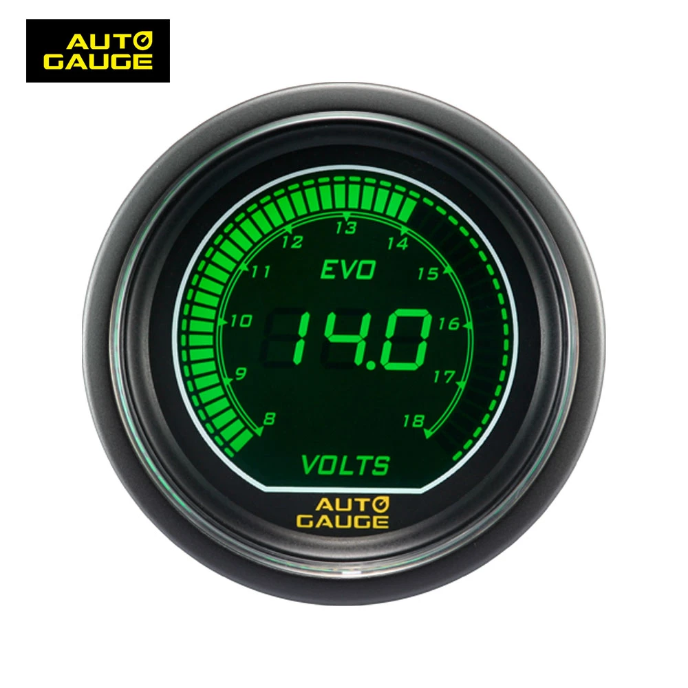 52MM White Green Display Digital EVO LCD Electrical Volt Meter Auto Gauge