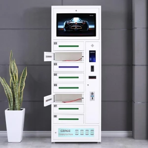 8 Bay Mobile Cell Phone Charging Station Kiosk With Advertising Screen