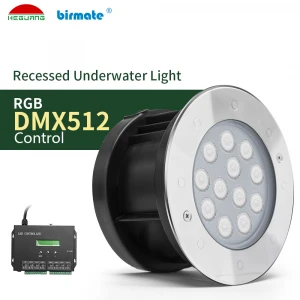 9W DC24V RGB DMX512 Control Round Recessed Led Swimming Pool Embedded Underwater Lights