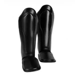 AASI Muay Thai Boxing Shin Pads Shin Guards Pro Genuine Leather Black