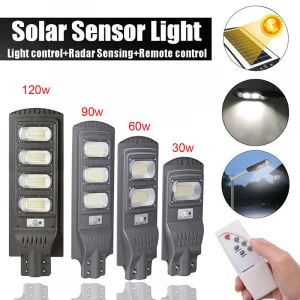 ABS 30W 60W 90W 120W motion sensor all in one solar street light with remote control