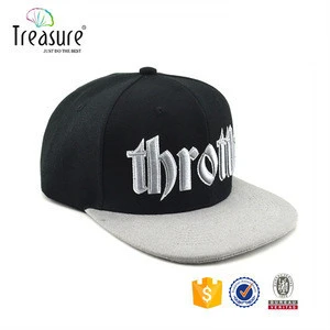 Acrylic &amp leather 5-panel snapback hat Wool Flannel Metal Label Caps Wholesale suede embossed