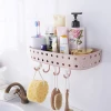 Adhesive Wall Mounted Plastic hanging shelf for kitchen bathroom sundries storage with hook
