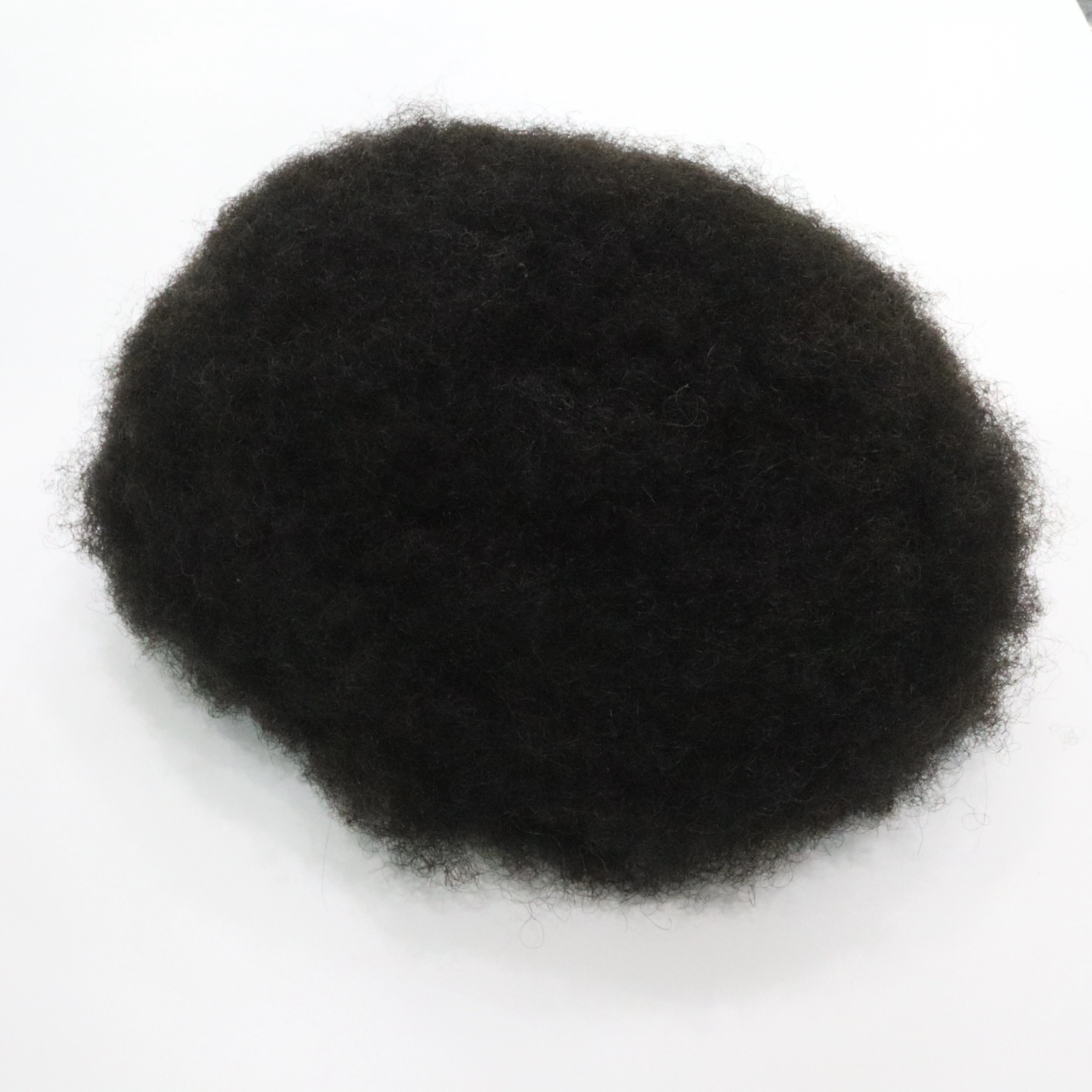 Afro toupee kinky Indian hair replacement hot sale 100% human hair pieces invisible knots