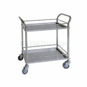 AG-SS022 Hospital stainless steel clinic furniture medicine treatment trolley with two shelves