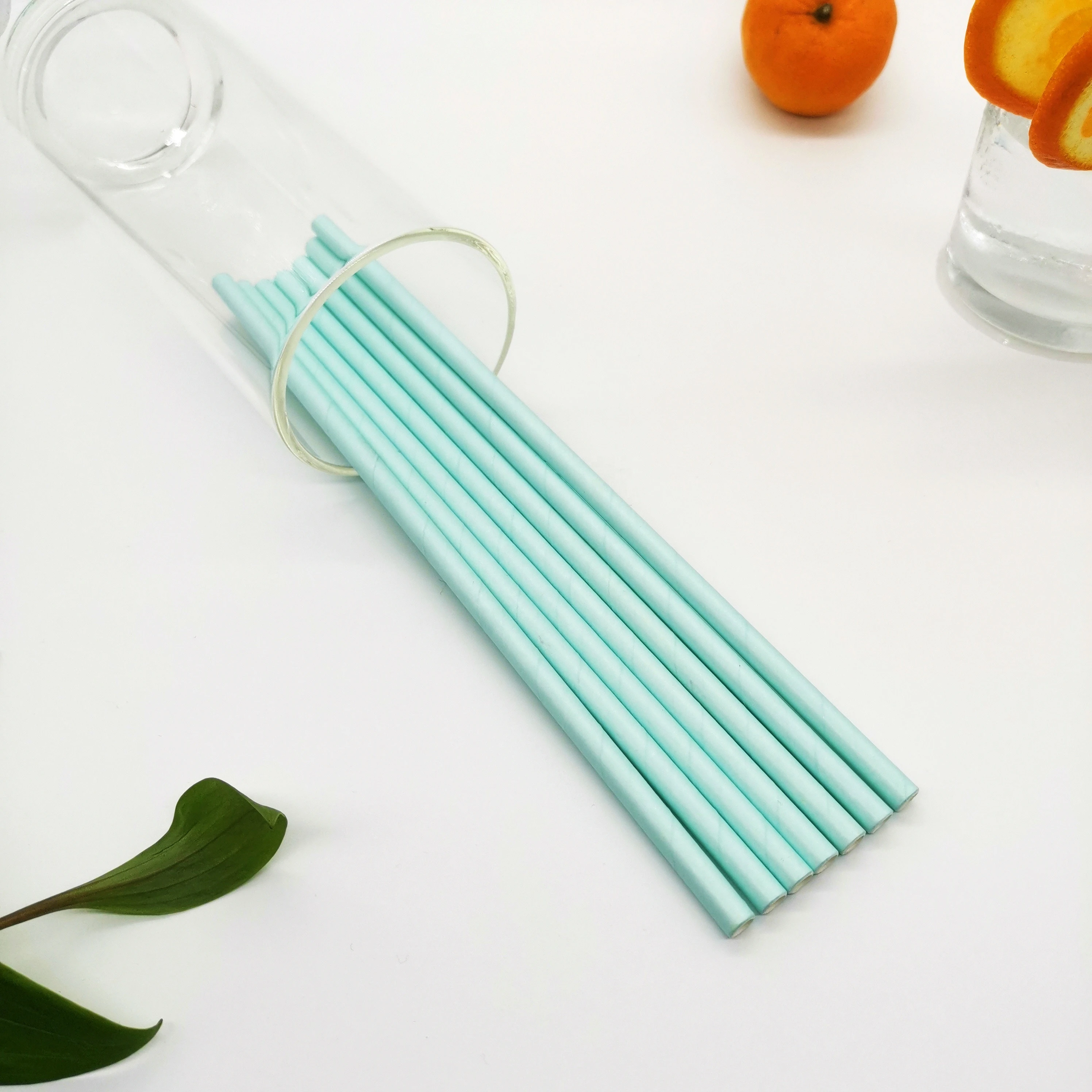 Amazon top seller 2021 food grade Pure Sky blue paper straw for biodegradable striped paper straws 197mm