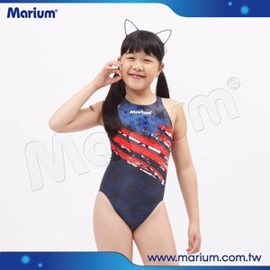 America Flag Kids Swimwear Swimsuit Girls One Piece Competition Swimsuit