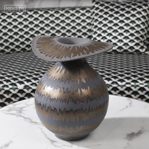 American Style Metal Flower Vase for Living Room Accessories Big Decorative Ceramic Vase Design Modern Home Vase