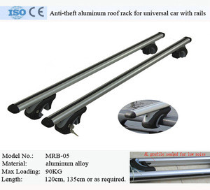 Anti-theft aluminum universal with rails car roof rack