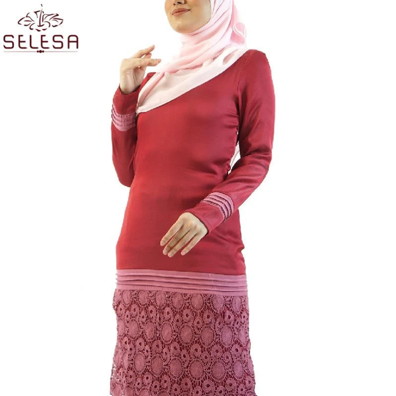 Atasan Wanita Latest New Arrival Women Clothing Muslim Melayu Dress Beautiful Lace Best Quality Fashion Baju Kurung