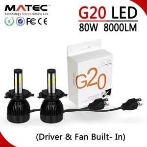 Auto Lighting Systems H4 LED Headlight 40W 80W G5 G20 3000K 6000K 8000K Luz LED Auto H4