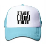 Baby Blue White Black Embroidery Adjustable Trucker Hat Sun Visor Hats